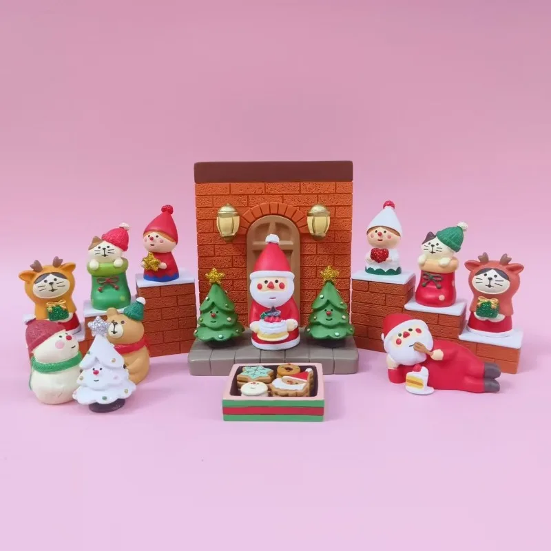 Christmas Resin Ornaments Home Scenes Trendy Toys Figurines Decorations ZAKKA Dolls Cats 2024 Small Ornaments