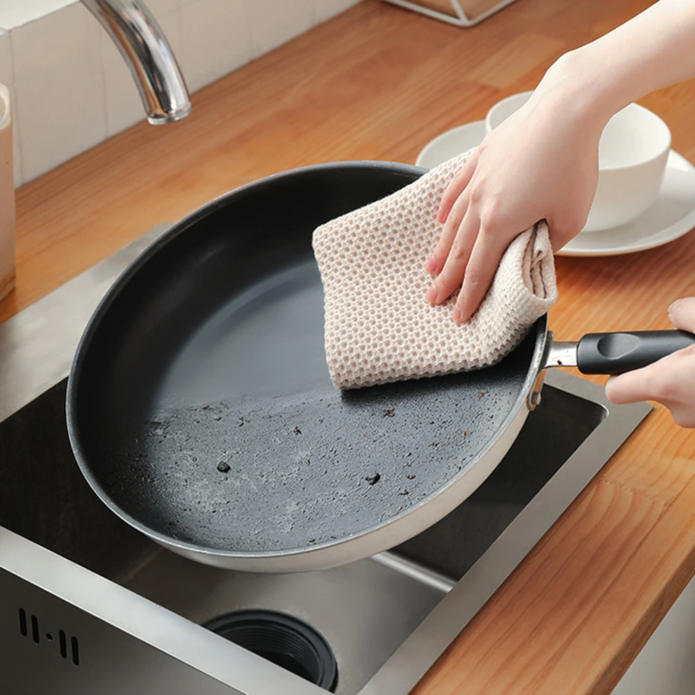 Ultra Soft Absorbent Tea Towel Waffle Weave Cotton Dish Rags Kitchen Dinner Plate Hand Towel Kitchen Accessories Cleaning Tools