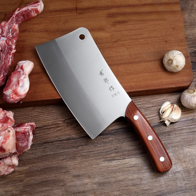 Thickened Bone Cleaver Knife Chef's Cooking Kitchen Knife Cutter 4Cr14 Stainless Steel Chopping Bone Butcher Rosewood Handle