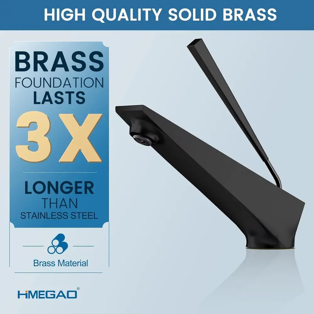 صنبور نحاسي حديث بمقبض واحد باللون الأسود غير اللامع لأحواض ذات فتحة واحدة، مناسب للمراشفات والزراويل الداخلية والمركبات الترفيهية