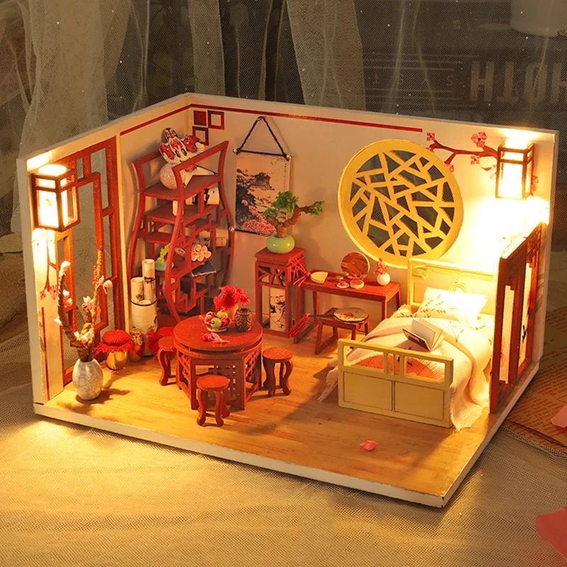 

Kids Toys Diy Dollhouse Assemble Wooden Miniaturas Doll House Furniture Miniature Dollhouse Puzzle Educational Toys For Children