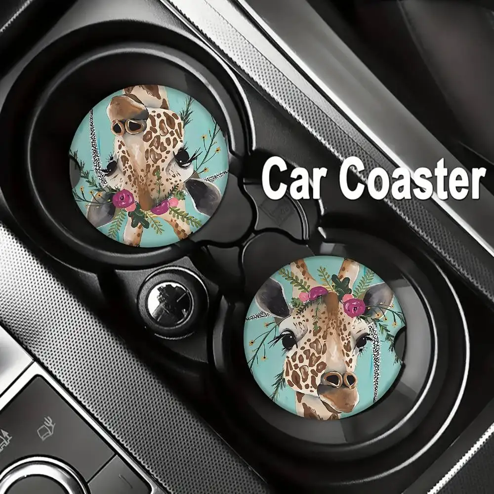 Giraffe Car Coasters With Finger Grooves Keep Cup Holders Clean Dry