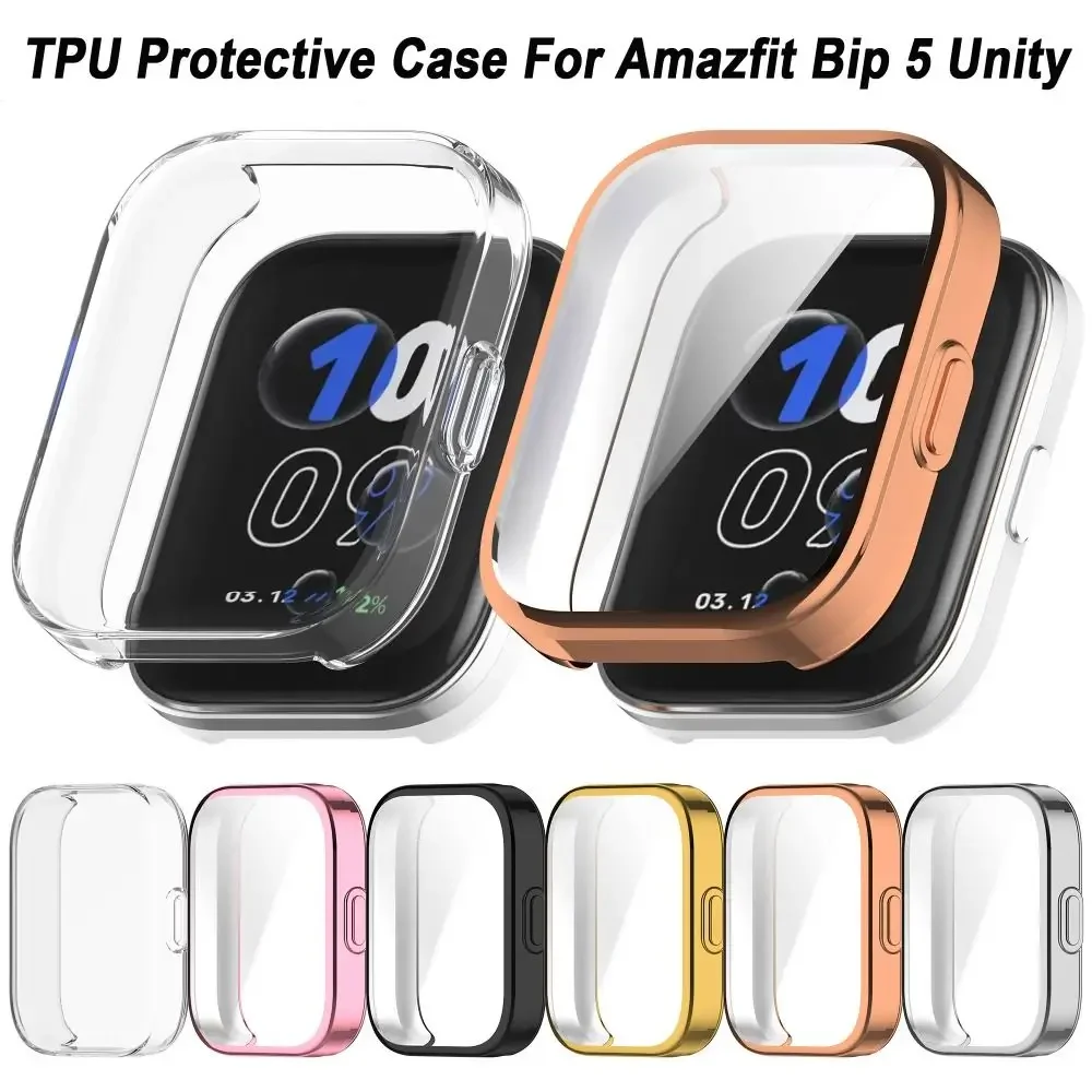 New Full Cover TPU Case for Amazfit Bip 5 Unity Anti-scratch Bumper Screen Protector Accessories Smart Watch Protective Cover