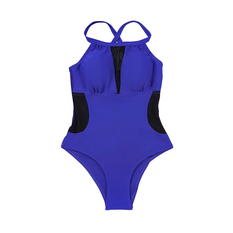 New Sexy Ruffle 1 Piece Swimsuit Off The Shoulder Solid Black Blue Swimwear For Women Quick-Dry Bathing Suits Summer Beachwear