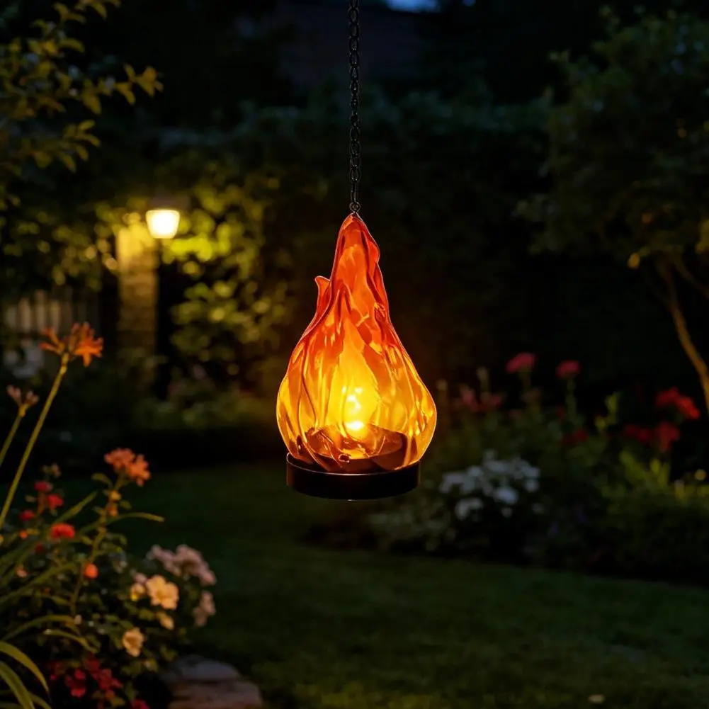 Solar Flame Hanging Lantern Light IP65 Waterproof Flickering LED Flame Effect Outdoor Decorative Lamp For Garden Patio Yard - view 5