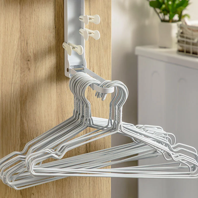 Drying Rack Clothes Hanger Storage Artifact Home Balcony Clothes Hanger Hook Can Avoid Punching Modern Simple Japanese Folding S