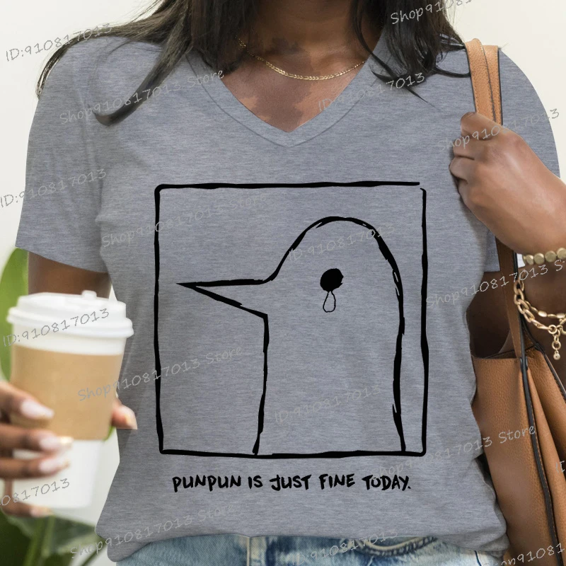 Punpun Is Just Fine Today Graphic T Shirts Women Goodnight Punpun Funny Bird T-shirt Female Japanese Manga Fan Harajuku Tee Tops