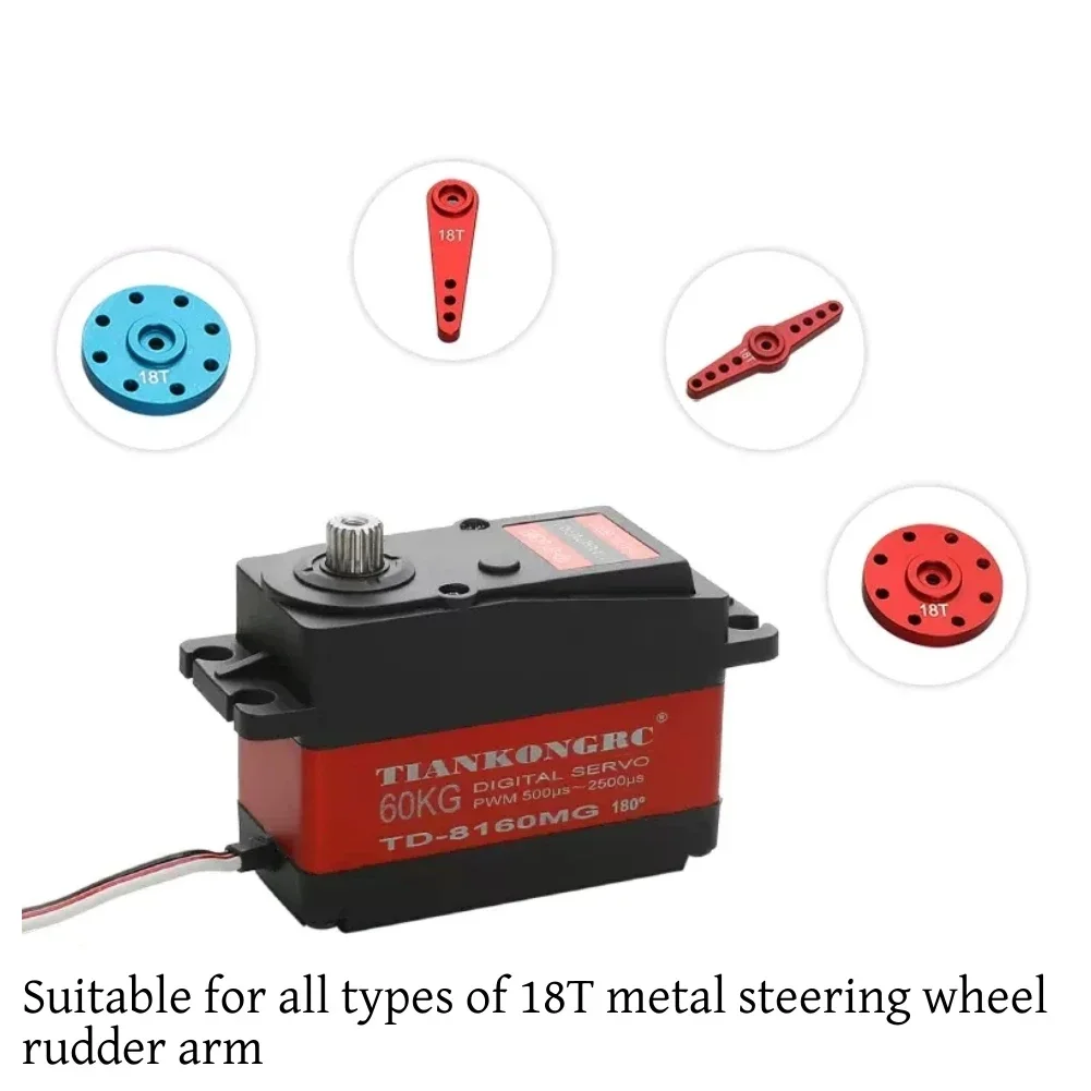 TD-8160MG Digital Servo Motor 60KG High Torque Half Metal 90/180/270/360 Degree Angle Controllable for 1:10 1:8 Drift Car Boat