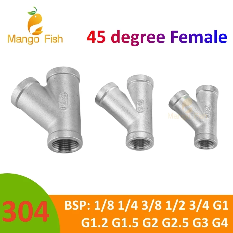 BSP 45 degree Female Threaded 3 Way Tee Y Pipe Fitting 1/4