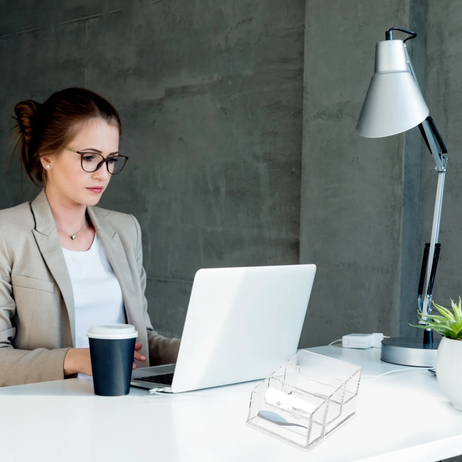 

2Pcs Acrylic Business Card Holder 3-Slot Clear Desk Organizer Stand Transparent Card Display for Office Retail Trade Shows