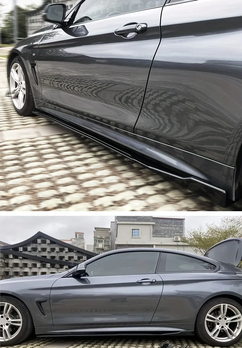 Für Audi Zubehör Auto-Seitenschweller-Erweiterungen Schwellerverkleidungen 8-teilig 86,6 Zoll/2,2M Hochglanz Schwarz ABS-Kunststoff – Detail 3