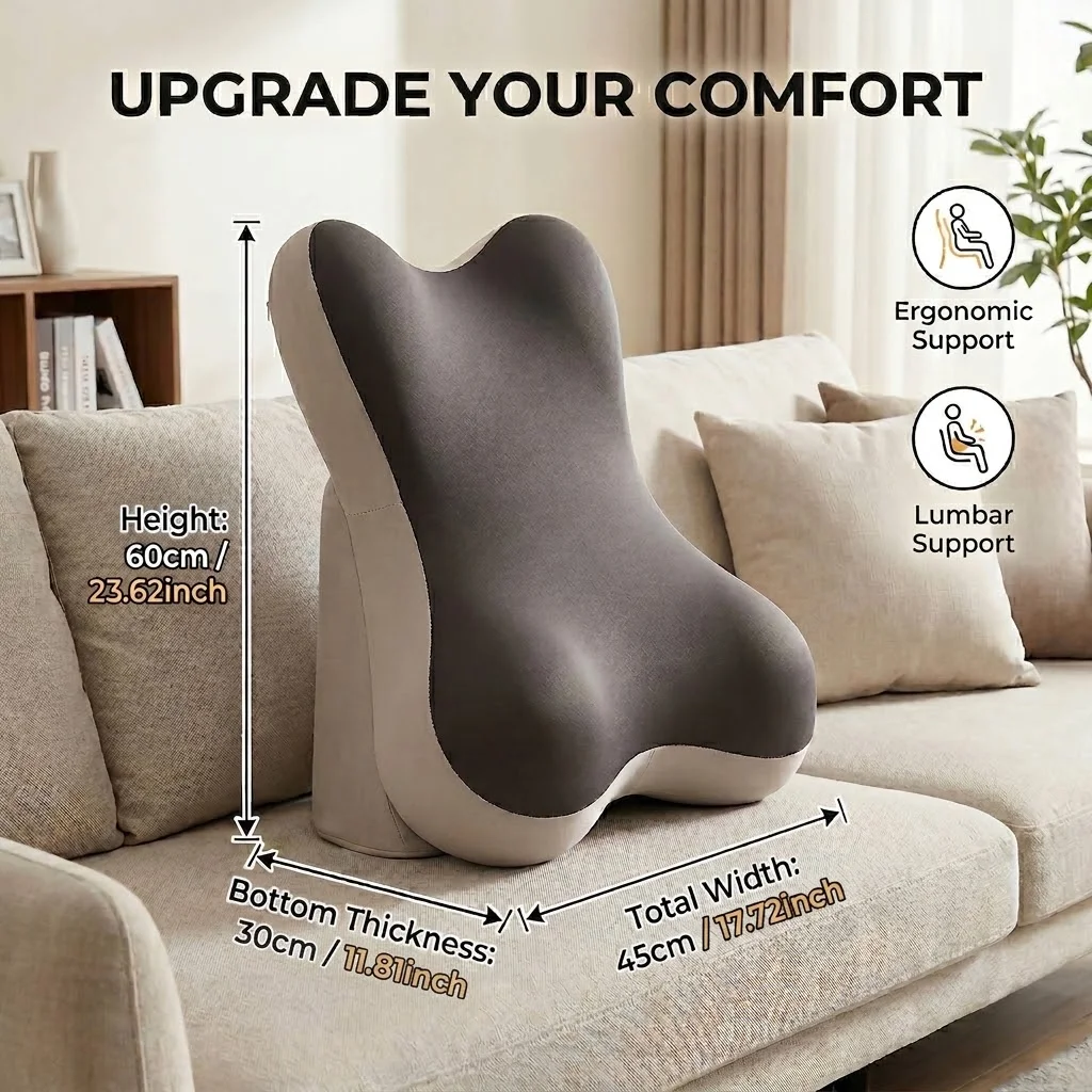 Adjustable Memory Foam Bed Wedge Back Support Pillow, Ergonomic Split 2-Piece Incline Cushion with Non-Slip Bottom, Large Backrest for Bed Sitting Reading Gaming & Neck Lumbar Pain Relief