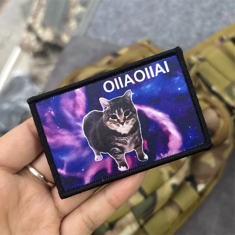 OIIAI Parche táctico gato con velcro para mochila y ropa