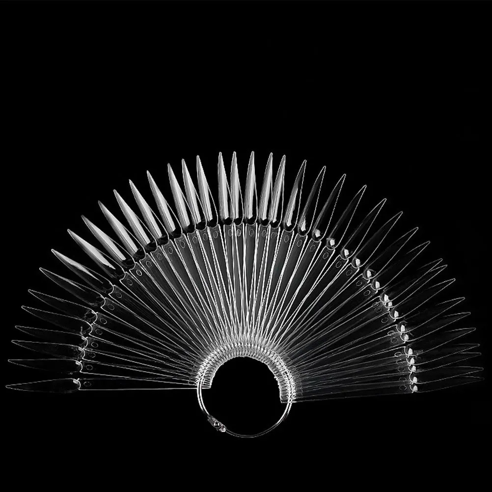 Juego de 3 puntas en forma de abanico, Kit de práctica, palos de exhibición transparentes para entrenamiento artístico, paleta de colores, puntas de práctica de uñas, tarjeta de exhibición de uñas