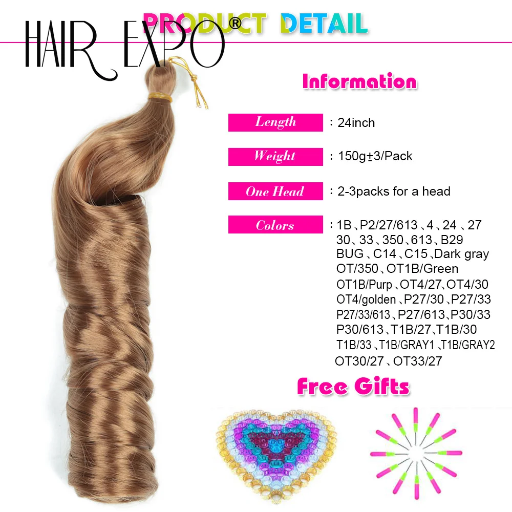 3PCS French Curls Braiding Hair Extensions Synthetic Hair Loose Wave Spiral Curl Braids Hair Ombre Pre Stretched Hair For Women 5