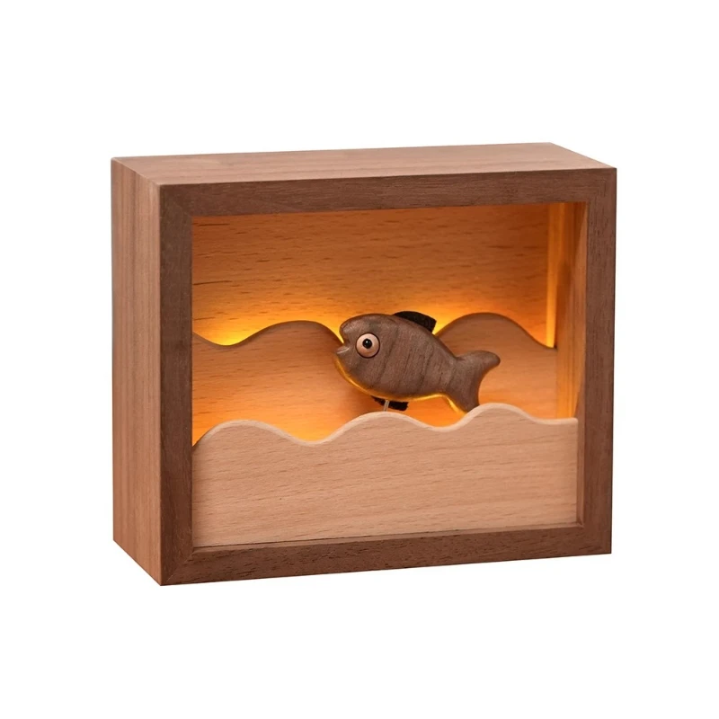 

Creative Wooden Ornament Birthday Holiday Gift Small Fish Rush Forward Decoration