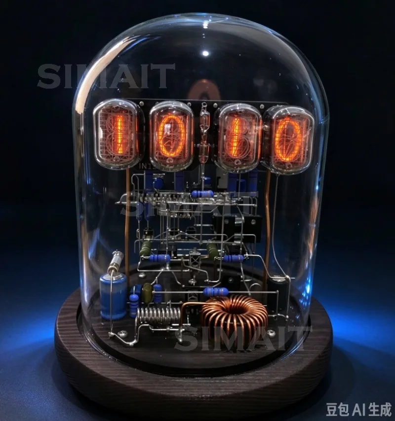 2026 New IN-12 Nixie Tube Clock DIY Kit, Handmade Point-to-Point Wiring with Wooden Case for Retro Desk Decoration