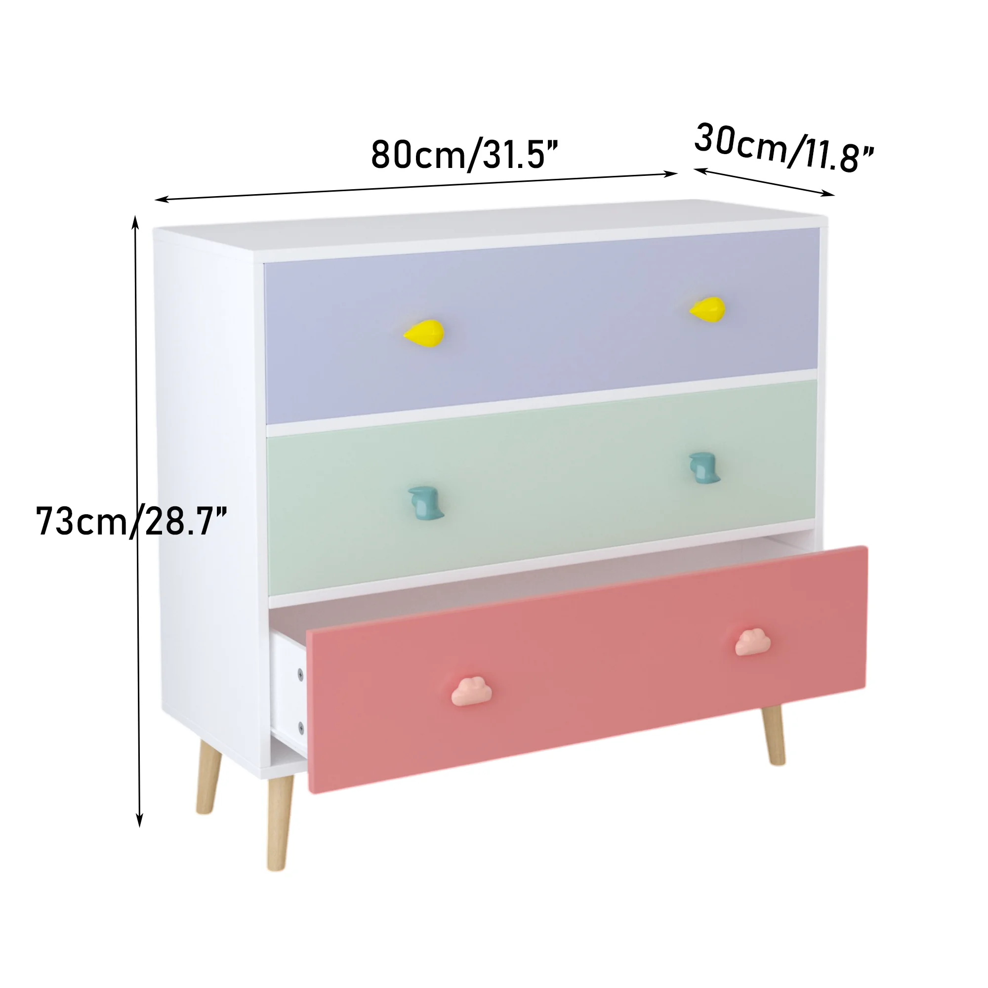 Kids 3 Drawer Dresser, Wooden - Baby Nursery Drawers ulasan dan harga