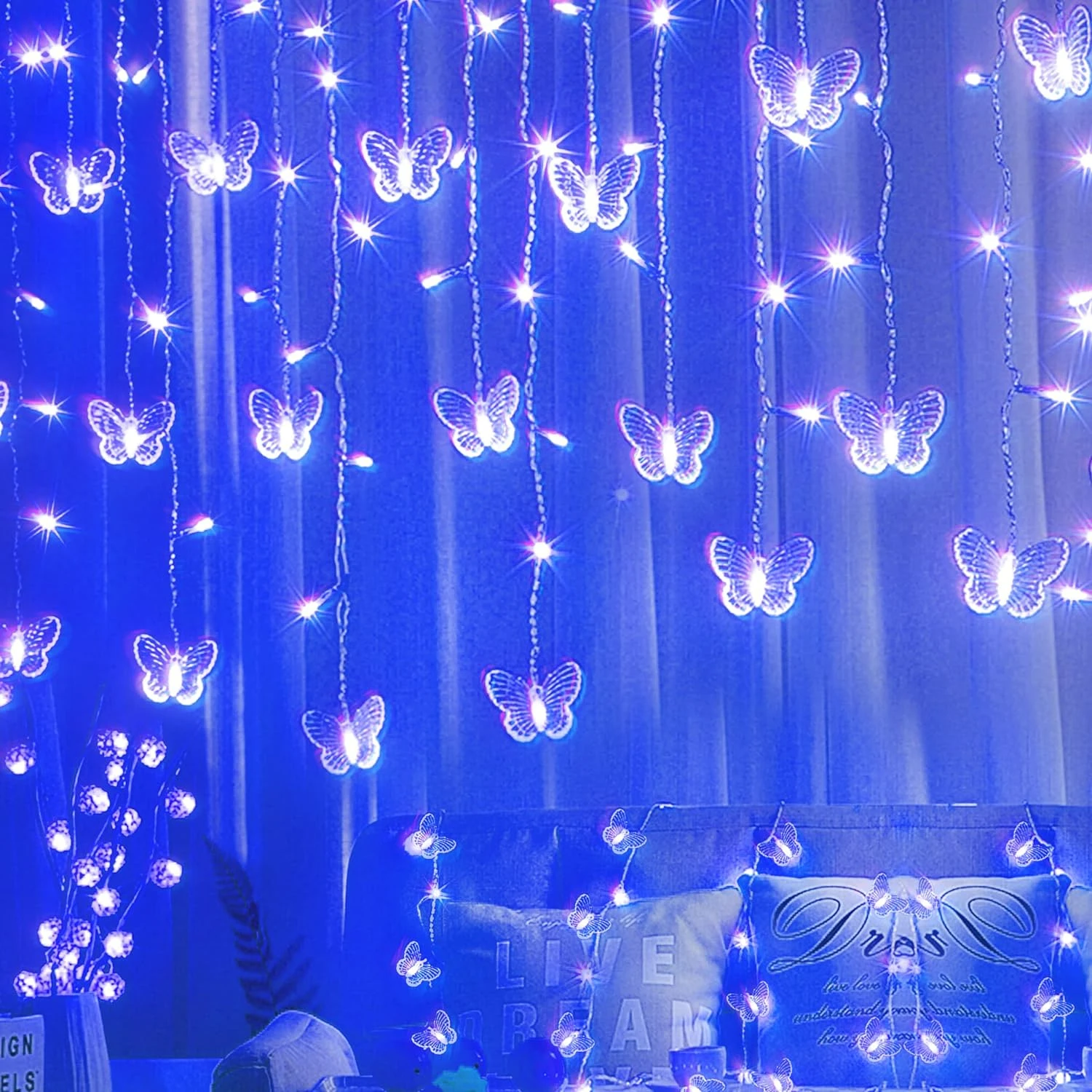 

Bring Happiness to Your Home with Multicolor Waterproof Starry Twinkle Icicle String Lights - 120 LED USB Pluged Curtain Fairy L