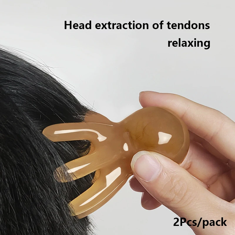 2Pcs Resin Octopus Comb Head Massager Meridian Scraping Scalp Massage Acupuncture Spa Body Home Health Therapy Tool - view 4
