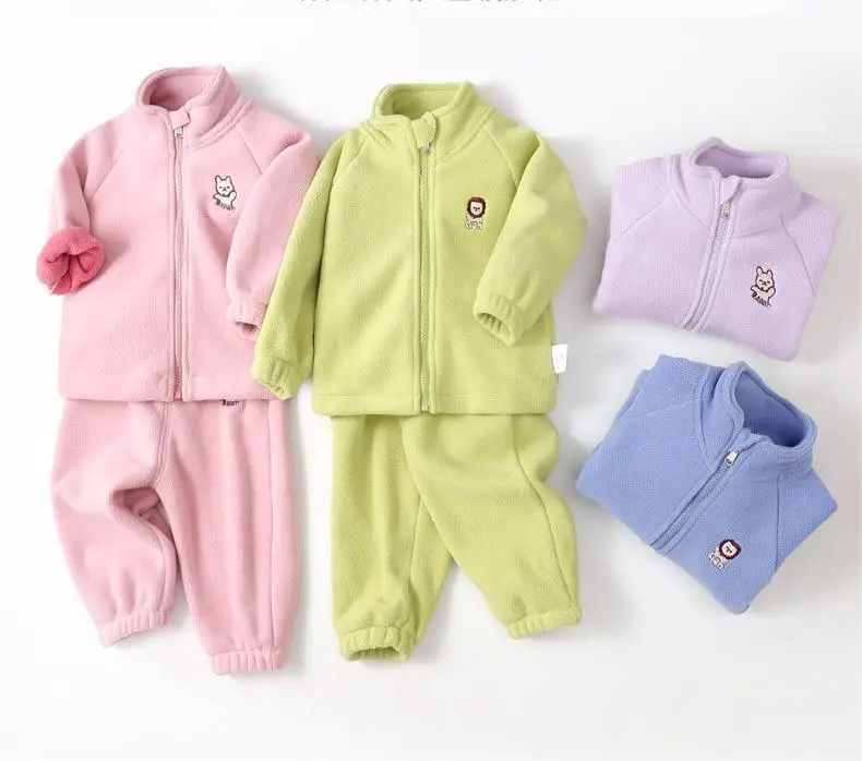 Children's autumn and winter coat fleece lining boy fleece girl's school uniform artifact baby foreign Qi spring and Autumn set