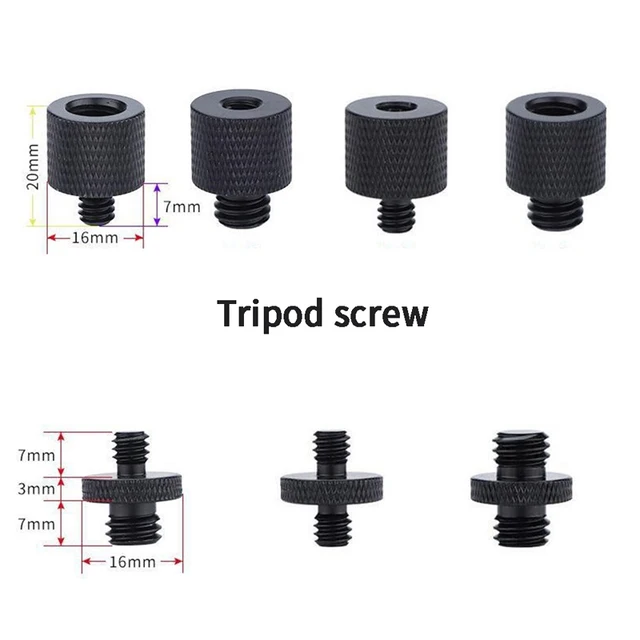 Czarny adapter do montażu śrubowego z gwintem męskim 1/4" do 3/8" z gwintem żeńskim do statywu do lampy błyskowej aparatu