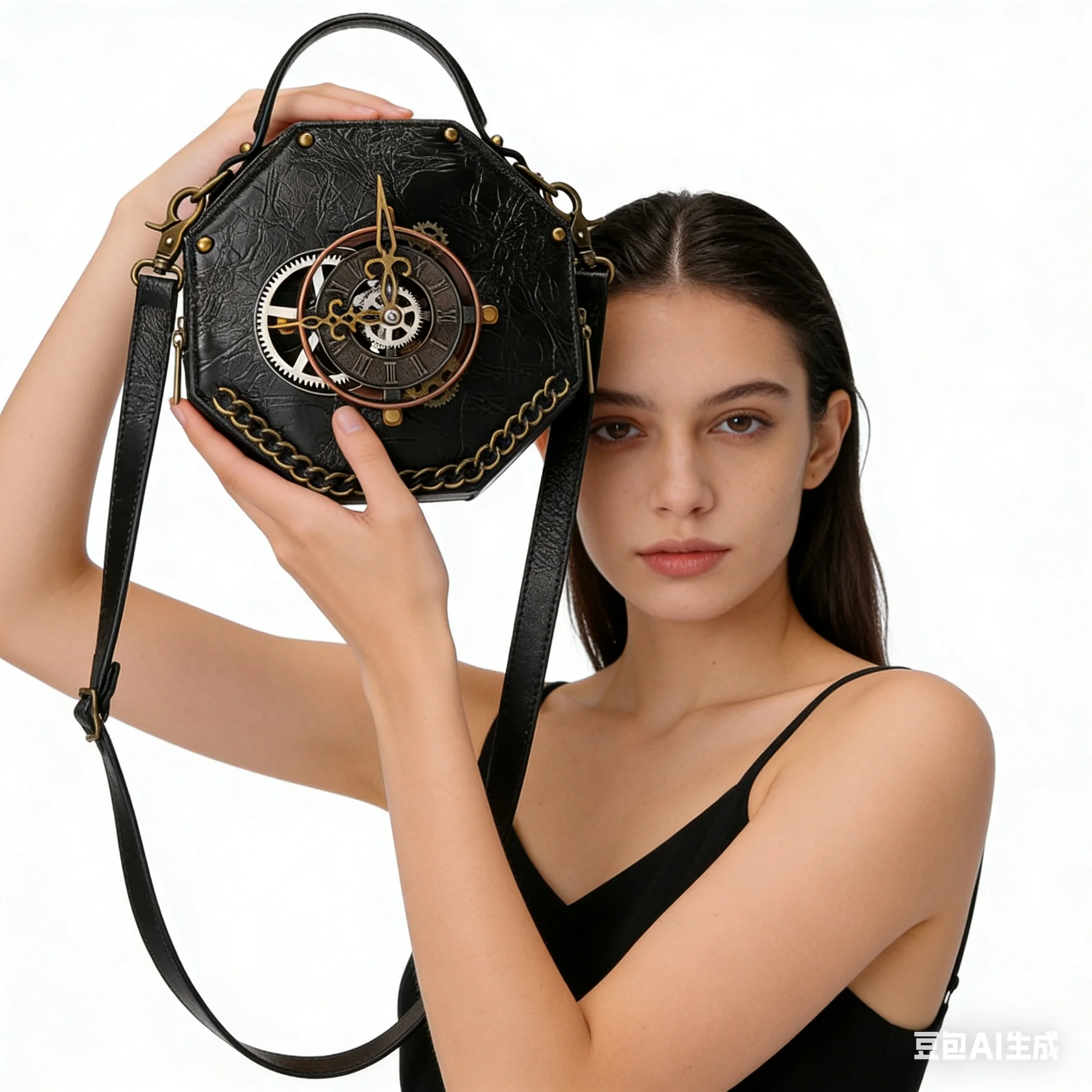 

Luxury Women's bag punk industrial retro style ladies shoulder messenger bag motorcycle handbag wallet card holder