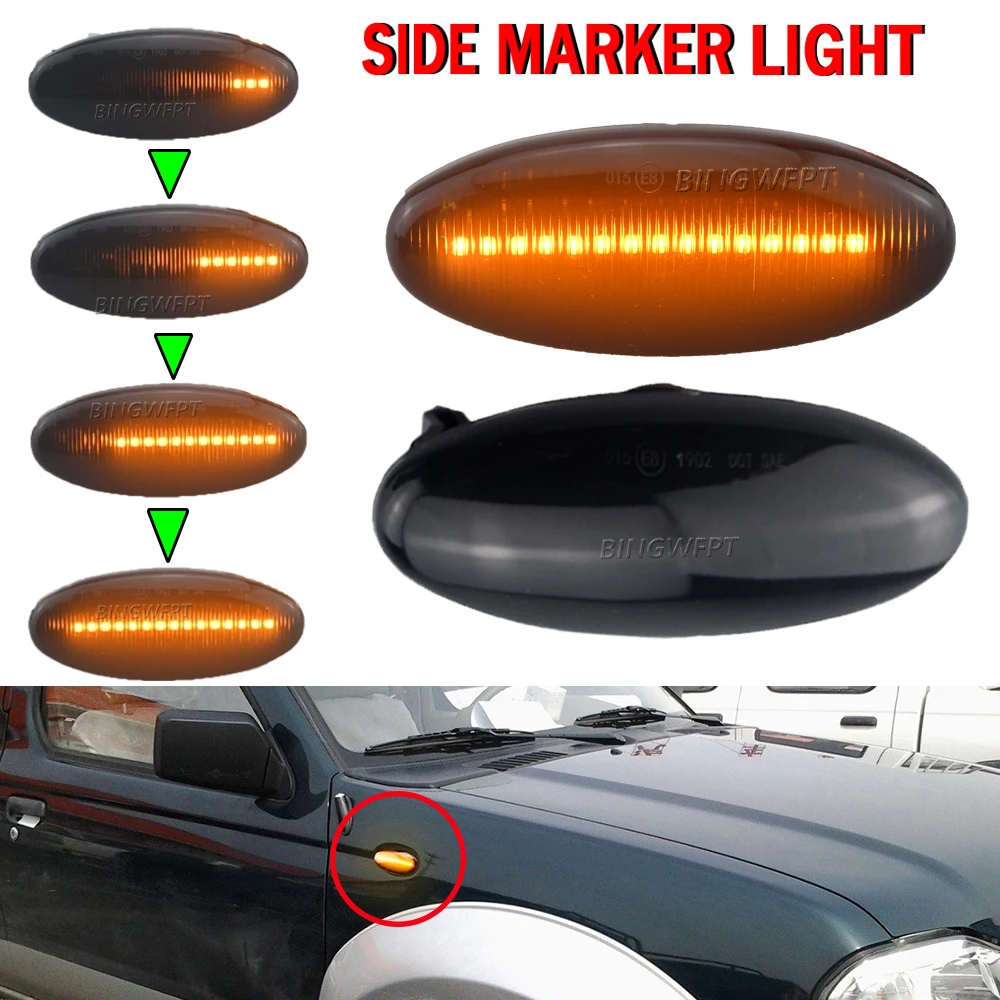 Sequential Lamp LED Dynamic Turn Signal Side Marker Light For Nissan Navara D22 NP300 1998-2005 Datsun Frontier Fiera 2-Pieces