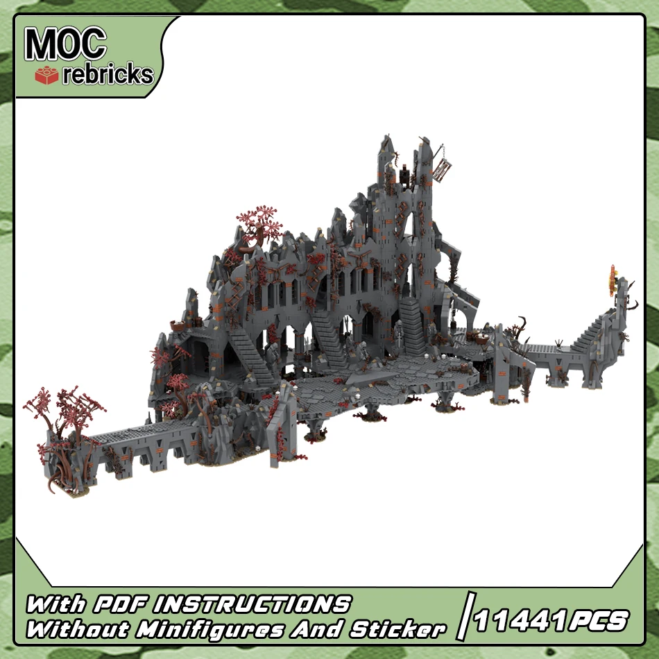 MOC Famous Film Scene Architecture Series Dark Sorcery Hill Castle Modular Building Block Assembly Model DIY Bricks Toys