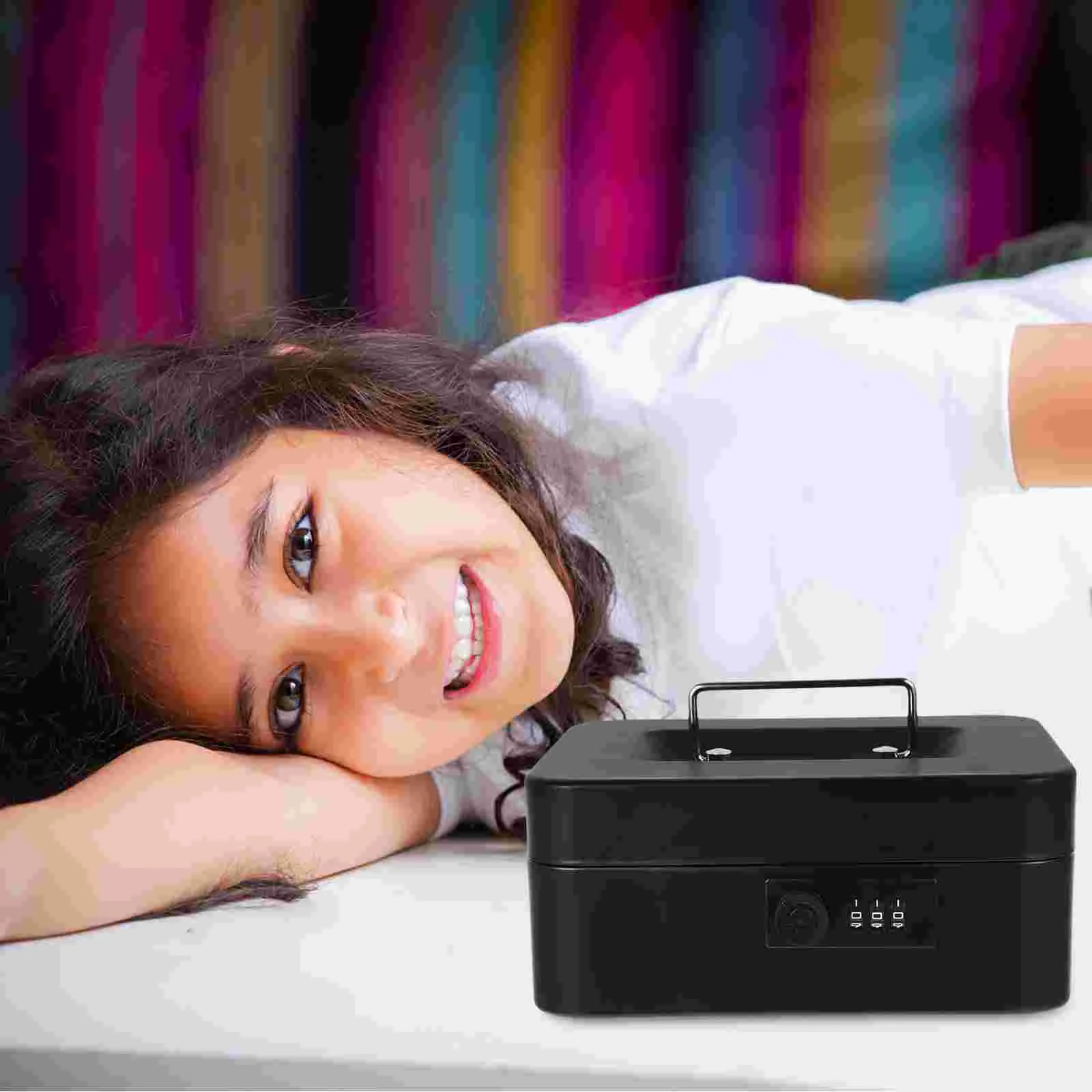 Organizer Portable Money Box Gate Lock Foldable Iron Cash Drawer Small Metal Boxes