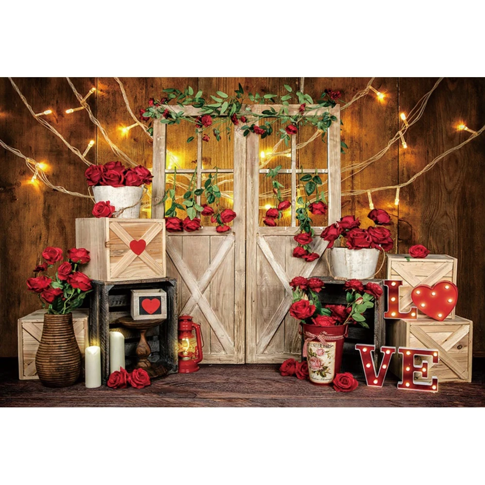 February 14 Valentine\'s Day Backdrops Photography Rose Flowers Couple Anniversary Portrait Background Party Decor Photo Studio