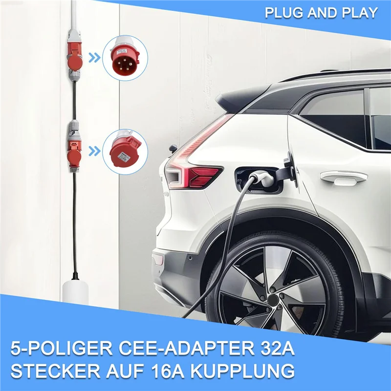 

A88E-2X 5Pin Adapter Plug 32A To 16A Coupling Socket [3-Phase,400V] Hose Cable High Current Adapter ,Protection Class IP44