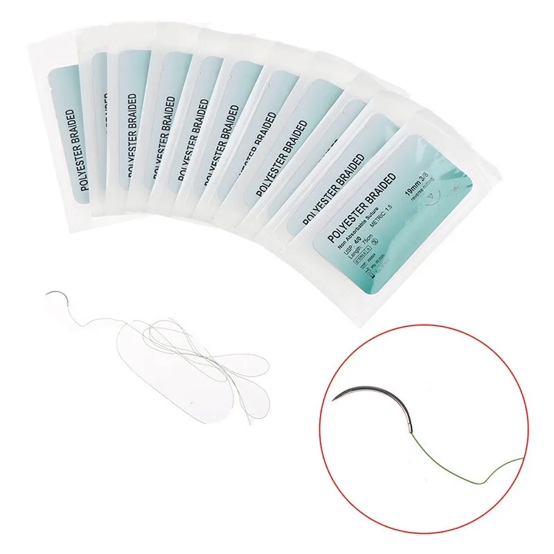 2/0 3/0 4/0 Polyester Braided Medical Needle Suture Monofilament Practice Kit for Teaching Demonstrations