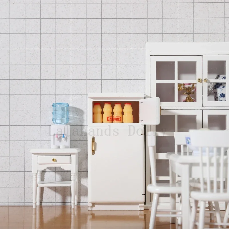 Casa de muñecas 1:12, refrigerador en miniatura, fuente de agua, modelo Ob11, muebles de bolsillo, electrodomésticos, juguetes de comida, decoraciones