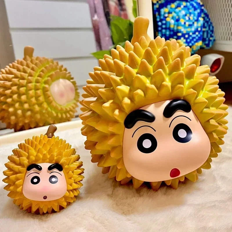 New Crayon Shin-chan Fruit Series Cute Model Banana Litchi Orange Durian Cartoon Creative Hand-made Car Desktop Ornaments Gifts