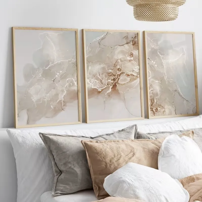 Abstract Poster, Marble Texture Wall Art, Canvas Printed, Modern Room, Living Room, Bedroom, Bathroom, Home Decoration 3PCS