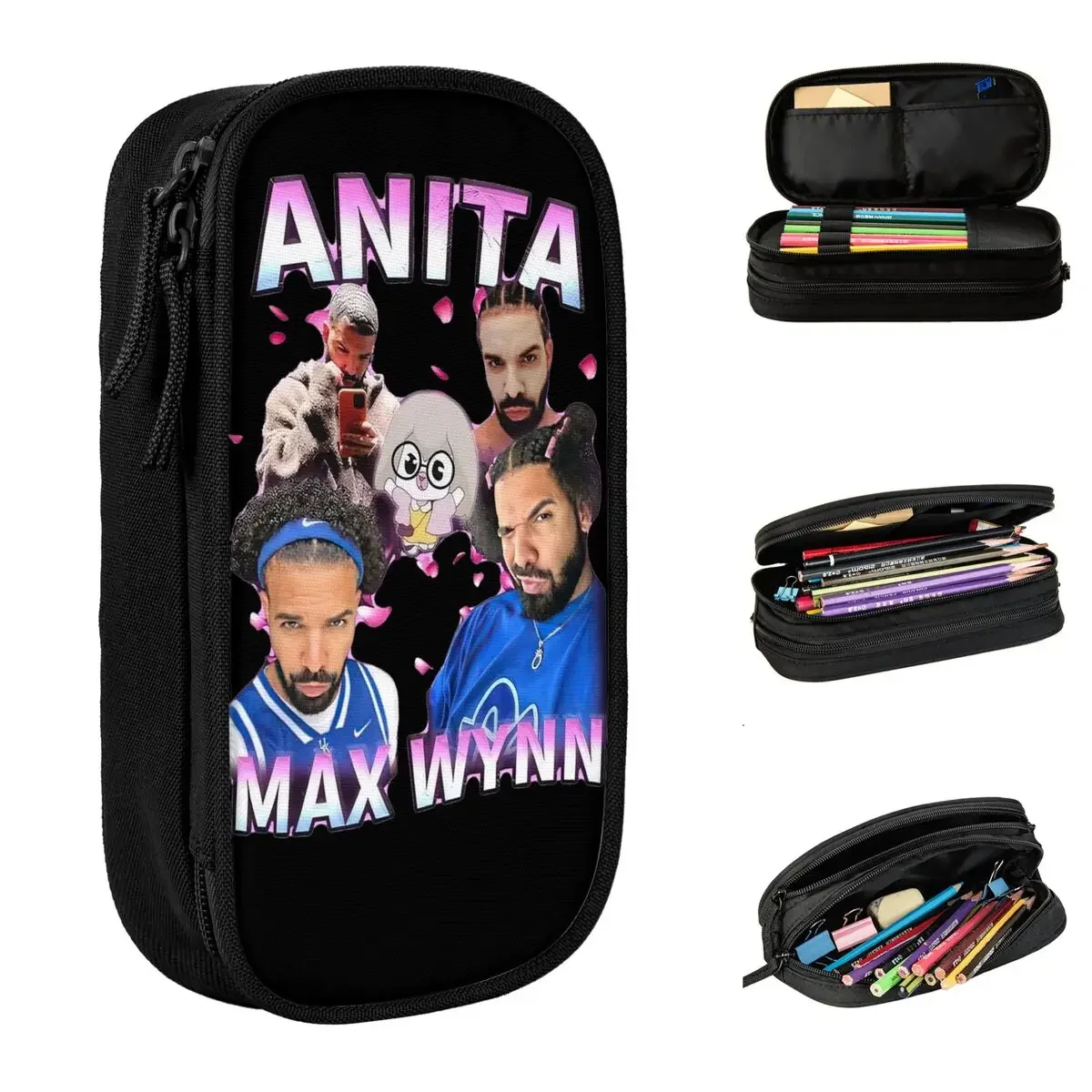 

Anita Max Wynn Meme Pencil Case Box Pen for Student Large Storage Bag School Supplies Gift Stationery