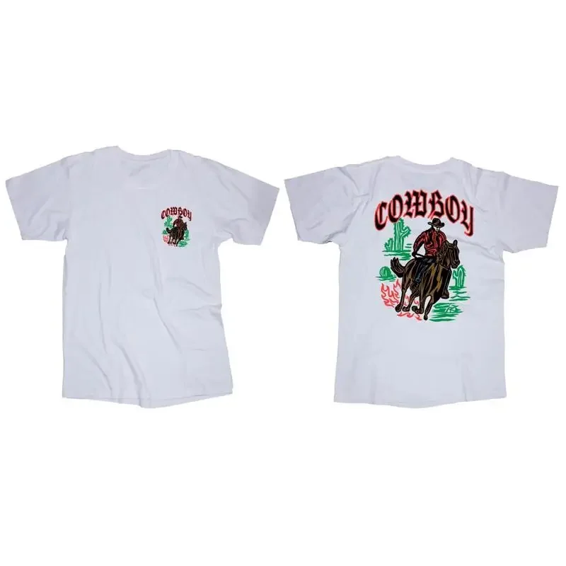 Cowboy Horse Cactus Desert Country Rodeo Western White T shirt