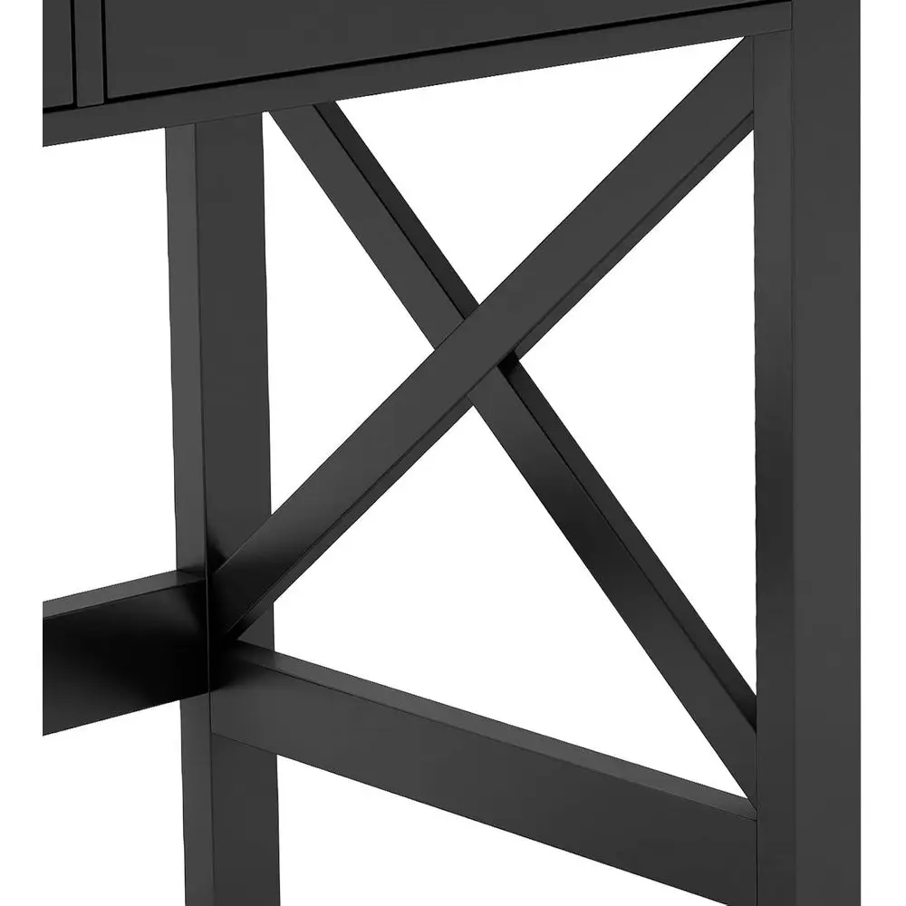 Modern Black Home Office Desk with Drawers, Multipurpose Writing Table and Vanity