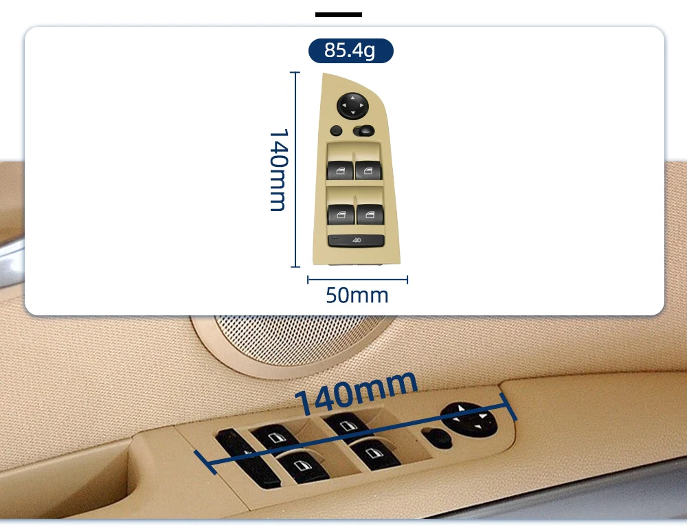 Elektrischer Fensterheberschalter für die vordere Fahrer- und Beifahrerseite für BMW 3er E90 2005-2012 Auto-Innenausstattung. – Detail 2
