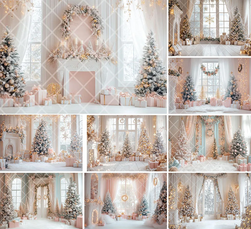 Mehofond Photography Background Magical Christmas Fireplace Winter Xmas Tree Kids Holiday Portrait Decor Backdrop Photo Studio