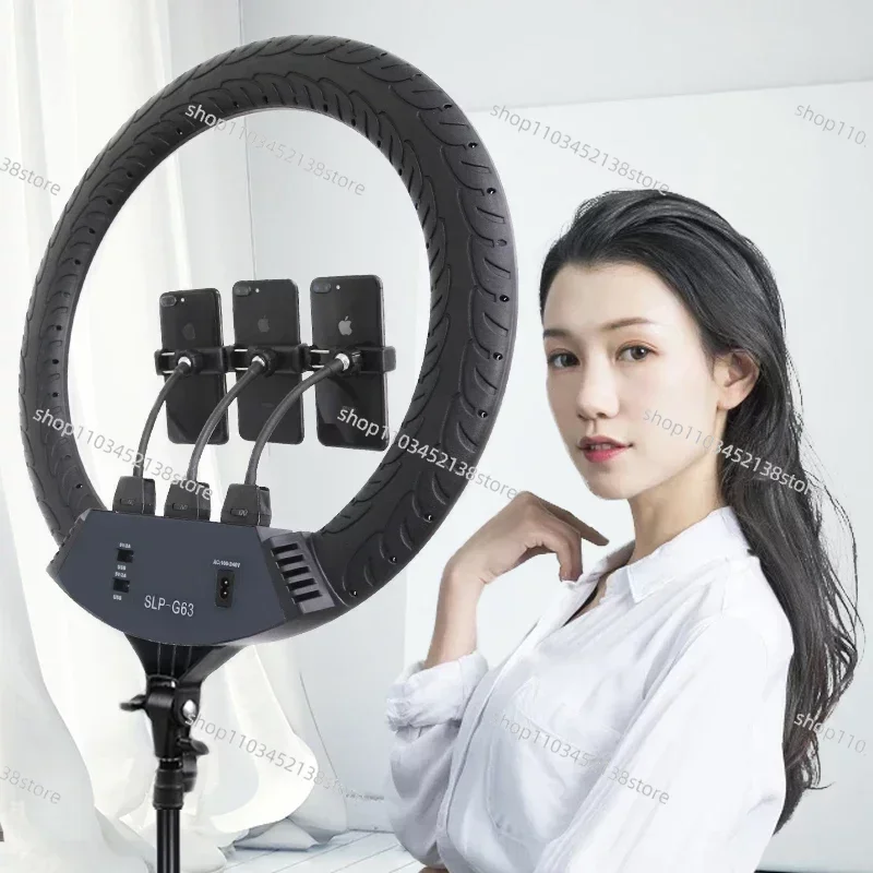 G63 22 inch 56cm 600PCS LEDs 80W LED Ring Light with 3pcs Phone holders 200cm Anti-foldable tripod stand Bag Kit