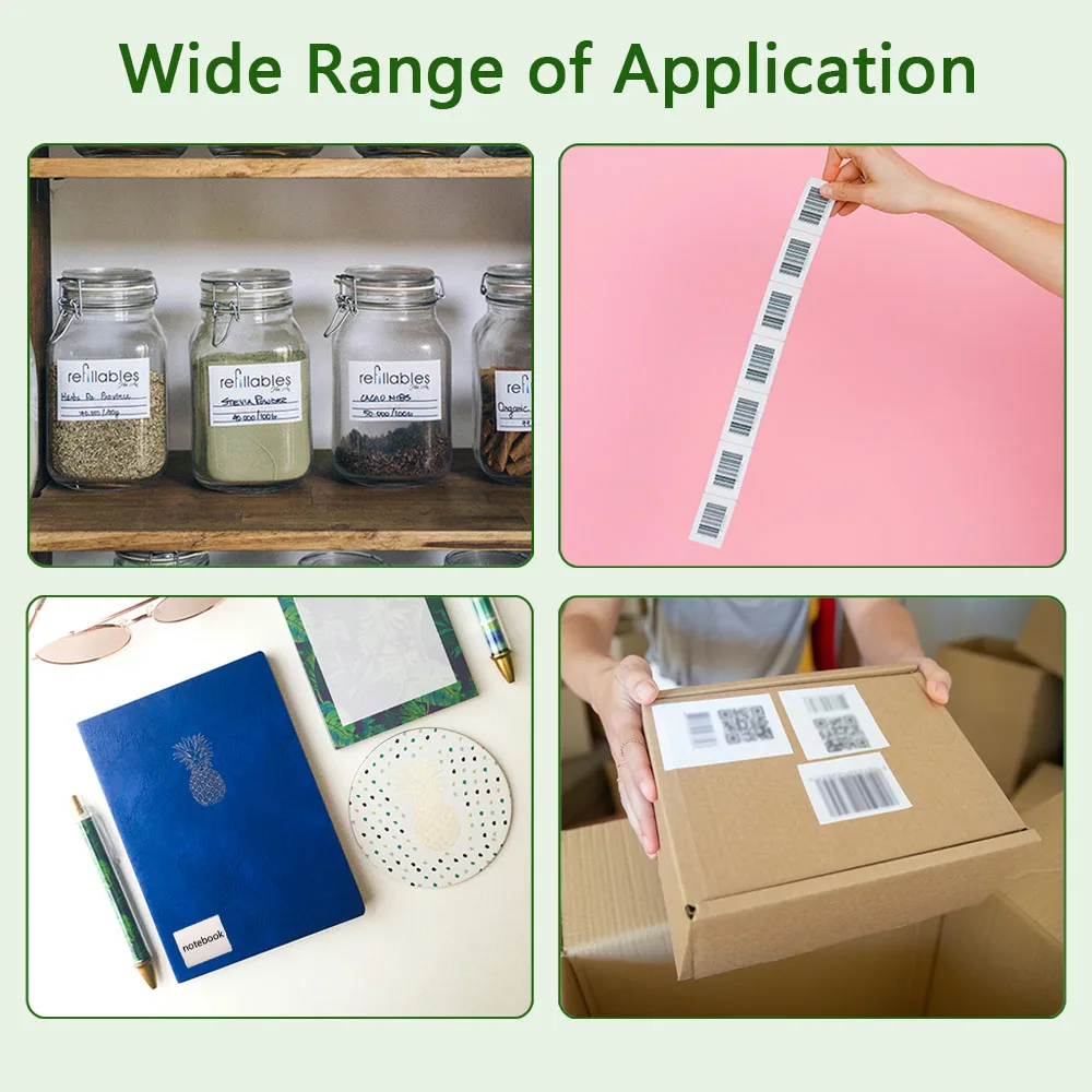 ملصقات طابعة حرارية صغيرة ذاتية اللصق مقاومة للماء ومضادة للزيت ومغلفات ورقية ديكور سهلة الاستخدام