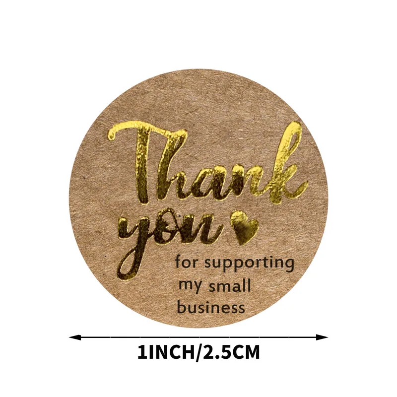 50pcs/lot Kraft Round Thank You Stickers Seal Labels Gold Cute Stickers Scrapbooking For Package Stationery Sticker 3 Fonts