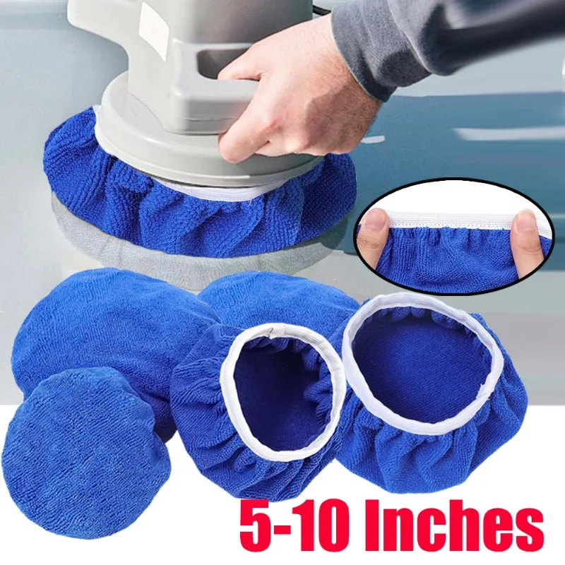 5-10inch Car Waxing Polishing Sleeve Ultrafine Fiber Bonnet Polisher Soft Wool Wax Wash Buffer Cover Cleaning Tools Accessories