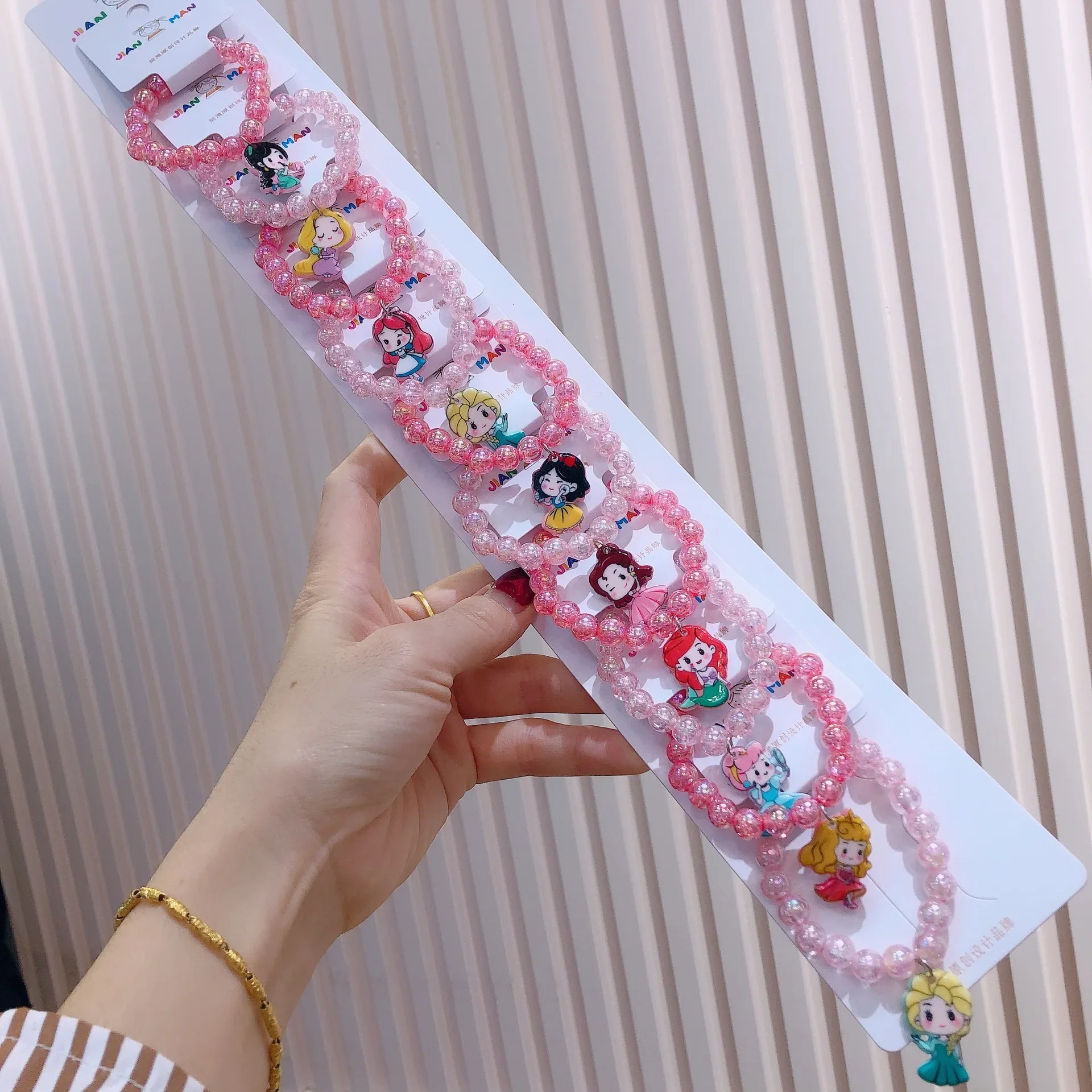 Disney Kid Bracelet Cartoon Princess Elsa Bracelet Jewelry Girl Student Cute Cartoon Crystal Beaded Bracelet Birthday Gifts Toys