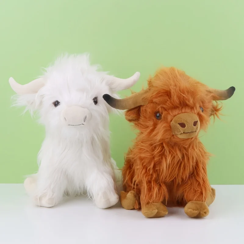 

Hot Selling Highland Cow Plush Toy Realistic Plush Animal Room Desktop Decoration Collection Statues Holiday Gifts