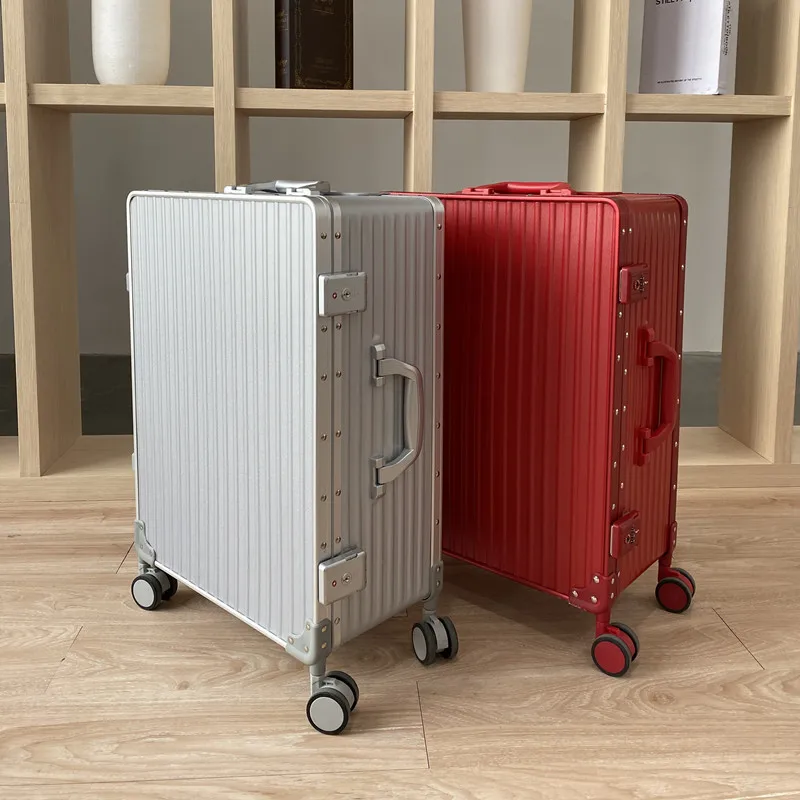 Voorkant Open Aluminium Frame Bagage Universeel Wiel Hydraulisch Schoren Stuk Trolley Case Wachtwoord Reizen Koffer Instaptas