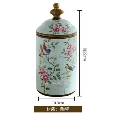 Vintage Ceramic Kitchen Canister Jars Storage Bottles Retro Tea Candy Tin Sugar Pot Organizer Painted Storage Jar Cans Cooking