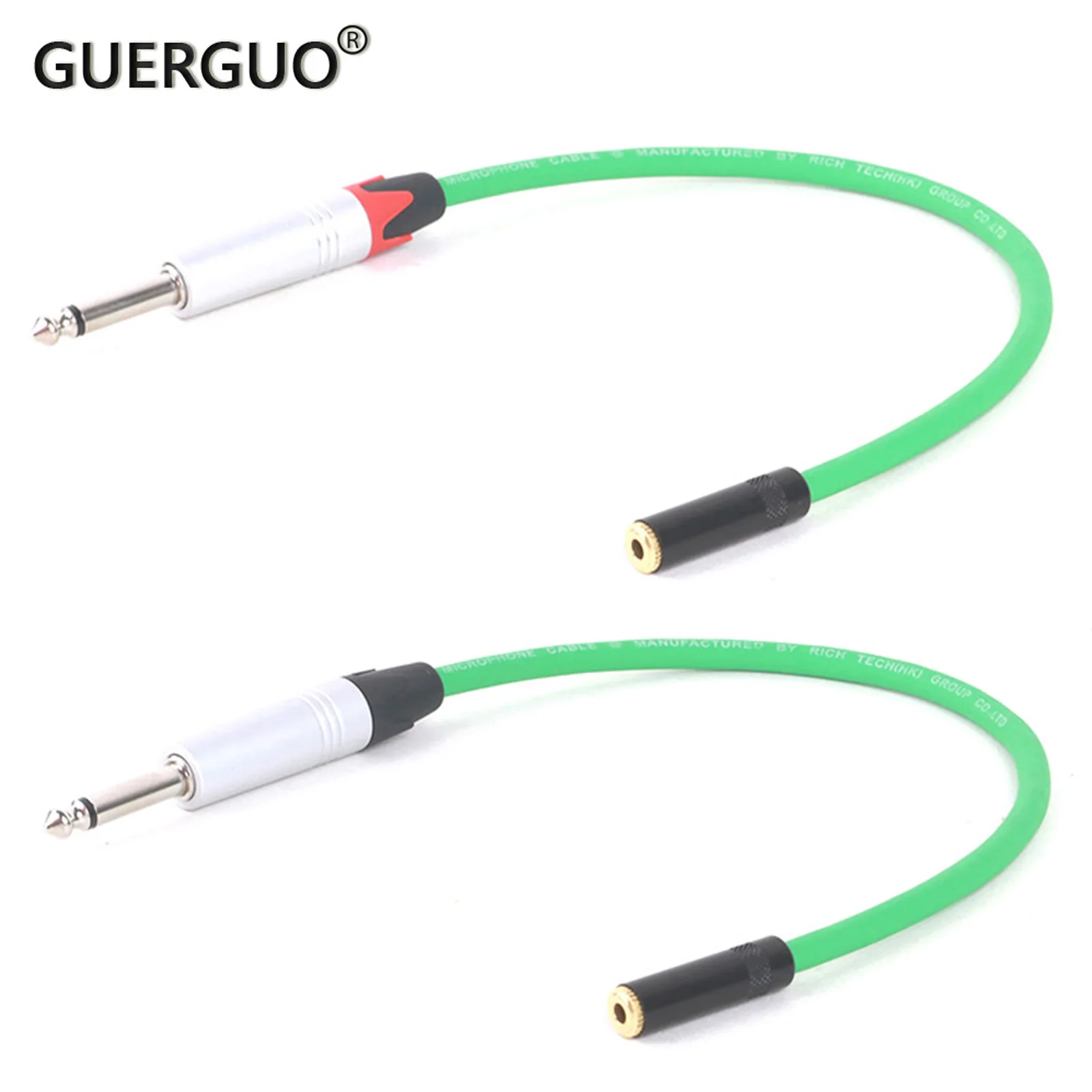 

GuerGuo 2Pole 3Pole Metal 6.35mm 1/4inch TR Male jack To 3.5mm 1/8inch TRS Female Jack Audio Solder Cable Connector 0.3M-15M